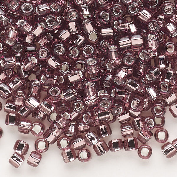 Seed bead, Dyna-Mites™, glass, silver-lined translucent lilac, #6 round with square hole. Sold per 40-gram pkg. image number 0