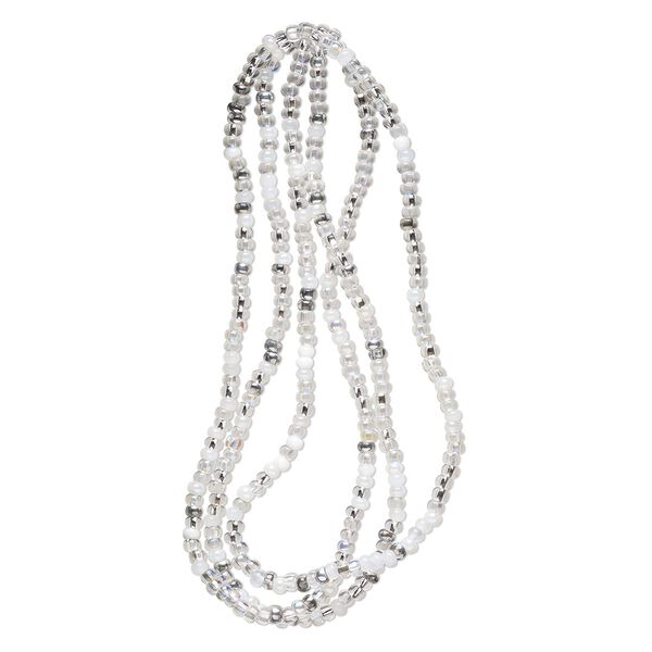 Seed bead, glass, pkg/36inch, #6 round, translucent and transparent multi-clear. image number 0