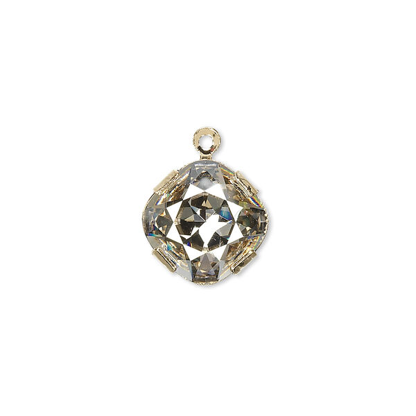 Drop 1pk crystal silver shade gold plate, Crystal Passions® 13mm diamond 18704 image number 0