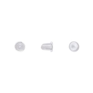 Earnut 1pkg1000, 5.5x5mm bell, "rubber" clear 500 pair