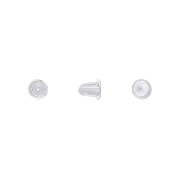 Earnut 1pkg1000, 5.5x5mm bell, "rubber" clear 500 pair image number 0