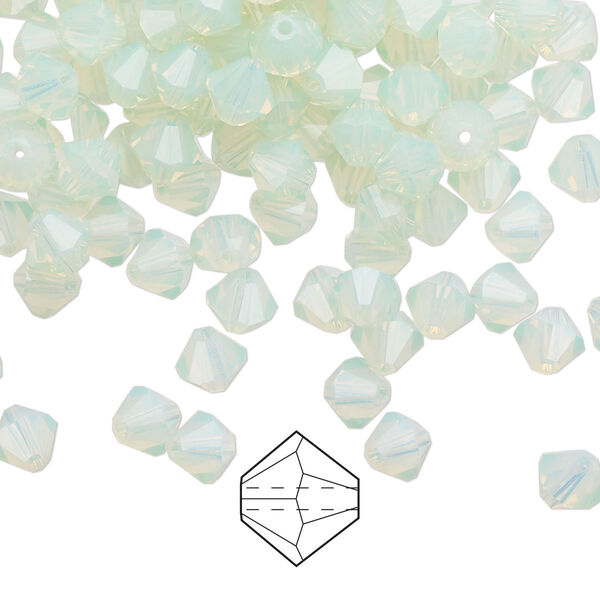 Bead 576pk chrysolite opal, Preciosa Czech crystal 5mm bicone image number 0
