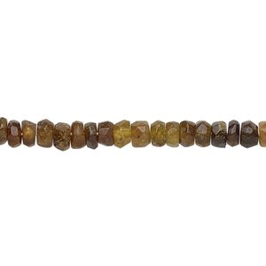 Amber-green tourmaline 1pkg1, hand-cut faceted rondelle bead natural 12 inch 4x2mm-5x3mm