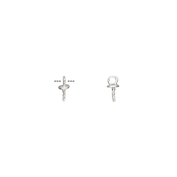 Cup, JBB Findings, fine silver, 2.5mm cup with 3.5mm peg, fits 3-6mm bead. Sold per pkg of 5. image number 0