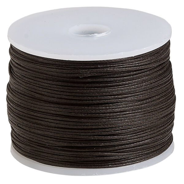 Cord, waxed cotton, brown, 0.5mm. Sold per 100-meter spool. image number 0