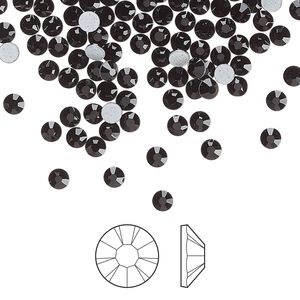Flat back 144pk jet foil back, Preciosa MAXIMA Czech crystal hotfix rhinestone 3-3.2mm chaton rose round SS12