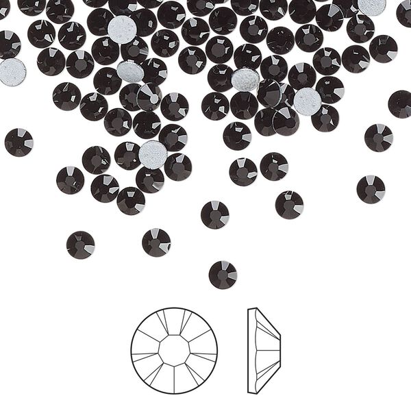 Flat back 144pk jet foil back, Preciosa MAXIMA Czech crystal hotfix rhinestone 3-3.2mm chaton rose round SS12 image number 0