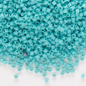 Seed bead, Delica®, glass, pkg/50g, #10 round, opaque turquoise green (DBM-0729).