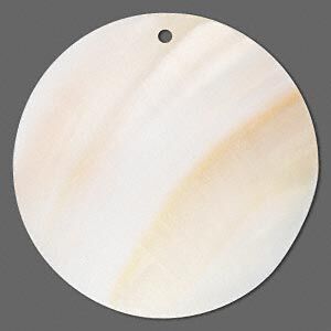 Focal, freshwater pearl shell (bleached), 44mm round, Mohs hardness 3-1/2. Sold per pkg of 2.