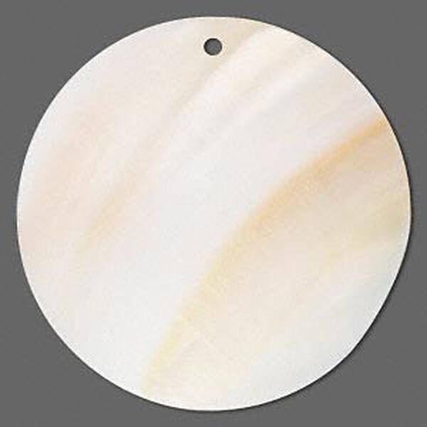 Focal, freshwater pearl shell (bleached), 44mm round, Mohs hardness 3-1/2. Sold per pkg of 2. image number 0