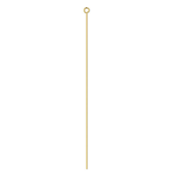 Eye pin, gold-plated brass, 3 inches, 21 gauge. Sold per pkg of 100. image number 0