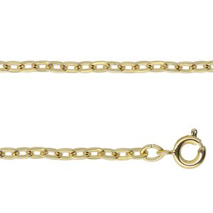 Chain, gold-finished steel, 3mm cable, 23 inches with springring clasp. Sold individually.