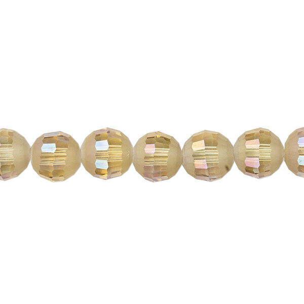 Bead 1pk 96 facets translucent golden champagne AB half-matte, Celestial Crystal® 8mm round 8 inch image number 0