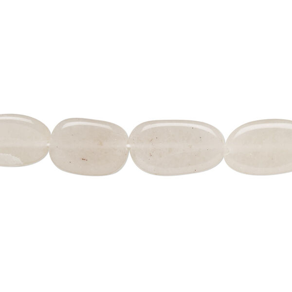 Grey quartz 1pkg1, hand-cut flat oval bead natural C grade, 13 inch 11x8mm-16x9mm image number 0