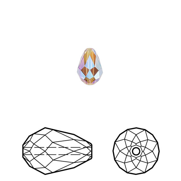 Bead 4pk light Colorado topaz shimmer 2X, Crystal Passions® 9x6mm teardrop 5500 image number 0