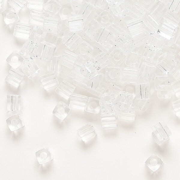 Seed bead, Miyuki, glass, pkg/25g, 3.5-3.7mm square, transparent clear (SB-131). image number 0