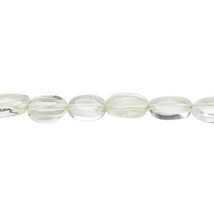 Green quartz 1pkg1, hand-cut flat oval bead 14 inch 7x4mm-10x6mm