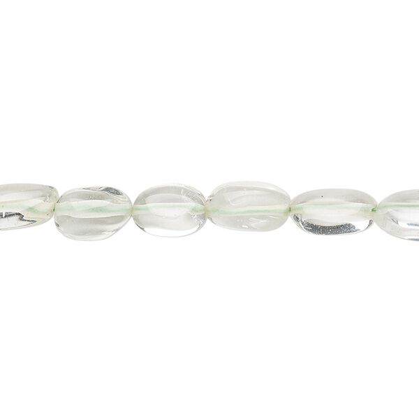 Green quartz 1pkg1, hand-cut flat oval bead 14 inch 7x4mm-10x6mm image number 0