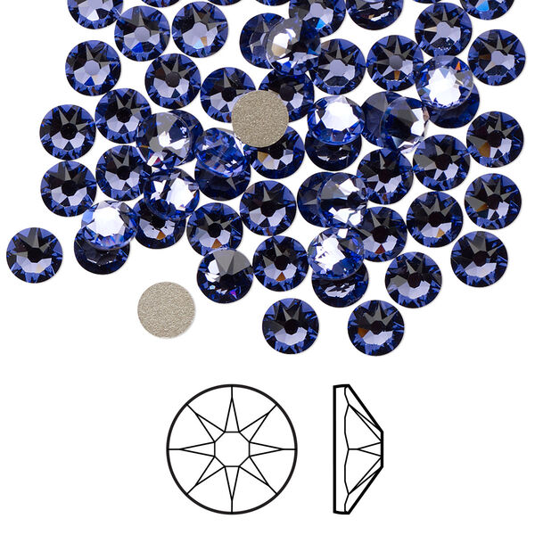 Flat back 144pk tanzanite foil back, Crystal Passions® 4.6-4.8mm rose round SS20 2088 image number 0