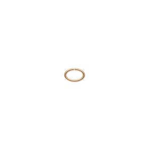 Jump ring, gold-plated brass, 6x4mm oval, 4.7x2.9mm inside diameter, 22 gauge. Sold per pkg of 100.