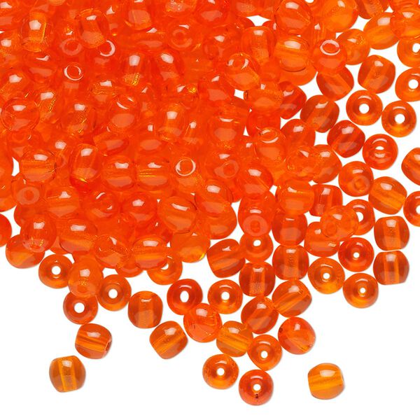 Bead, pressed glass, translucent orange, 4mm barrel. Sold per 1-ounce pkg, approximately 400 beads. image number 0
