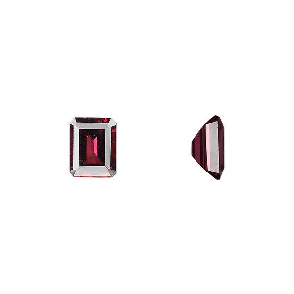 Gem, rhodolite garnet (natural), 9x7mm faceted emerald-cut, A grade, Mohs hardness 7 to 7-1/2. Sold individually. image number 0