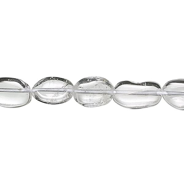Quartz crystal 1pkg1, hand-cut flat oval bead natural 15.5-16 inch 10x7mm image number 0