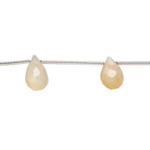 Peach moonstone 1pkg8, hand-cut top-drilled faceted briolette bead natural 10x6mm-13x8mm