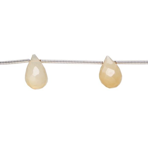 Peach moonstone 1pkg8, hand-cut top-drilled faceted briolette bead natural 10x6mm-13x8mm image number 0