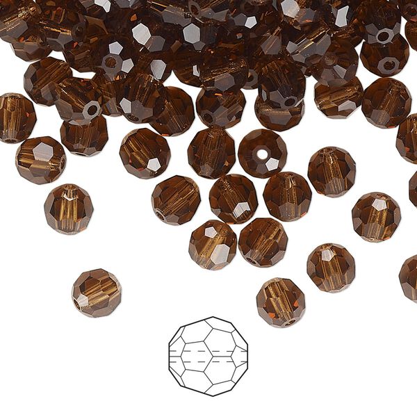 Bead 144pk smoked topaz, Preciosa Czech crystal 5mm round image number 0