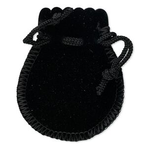 Pouch, velveteen, black, 2-7/8 x 2-1/2 inches with drawstring. Sold per pkg of 12.