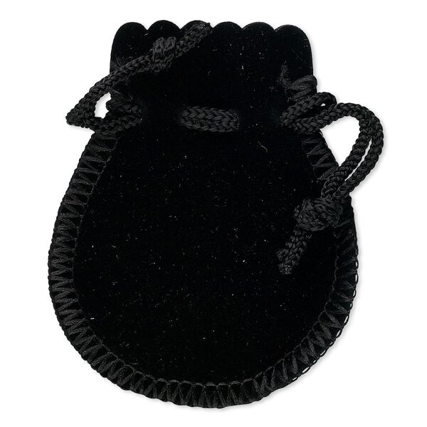 Pouch, velveteen, black, 2-7/8 x 2-1/2 inches with drawstring. Sold per pkg of 12. image number 0