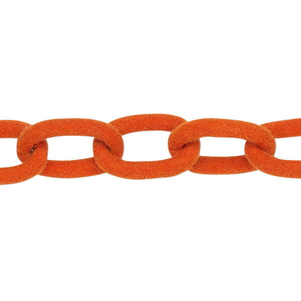 Chain, aluminum, flocked orange, 12mm cable. Sold per pkg of 24 inches. image number 0