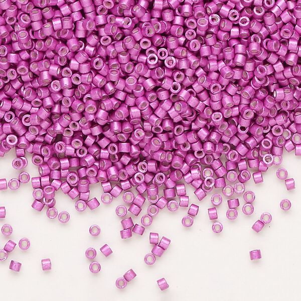 Seed bead, Delica®, glass, pkg/7.5g, #11 round, opaque semi-matte galvanized magenta (DB-1184). image number 0