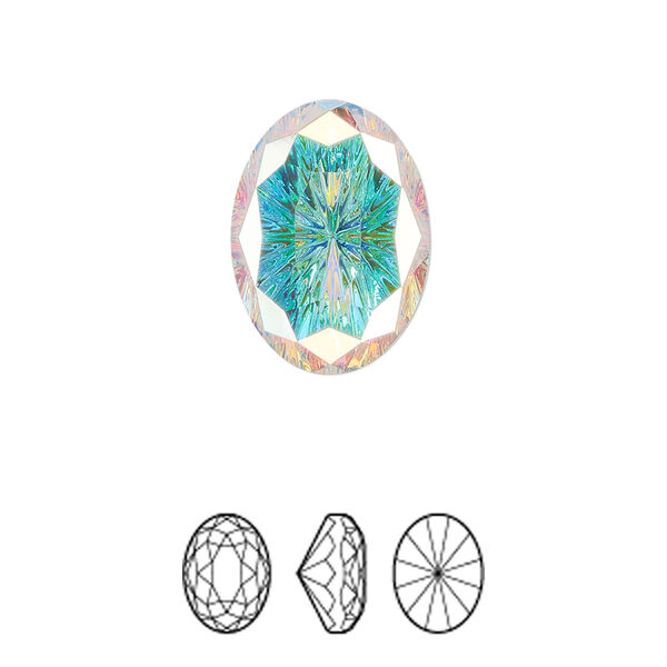 Fancy stone 24pk crystal AB foil back, Swarovski® 18x13mm magical oval 4160 image number 0
