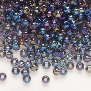 Seed bead, Preciosa Ornela Czech glass, pkg/500g, #6 rocaille, translucent rainbow grey, (41010).