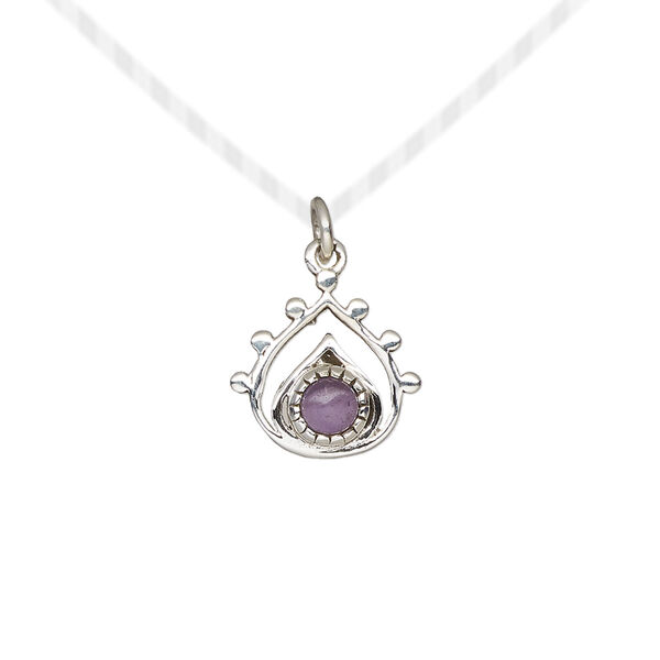 Amethyst / sterling silver 1pkg1, open teardrop drop natural antiqued 13x12.5mm image number 0