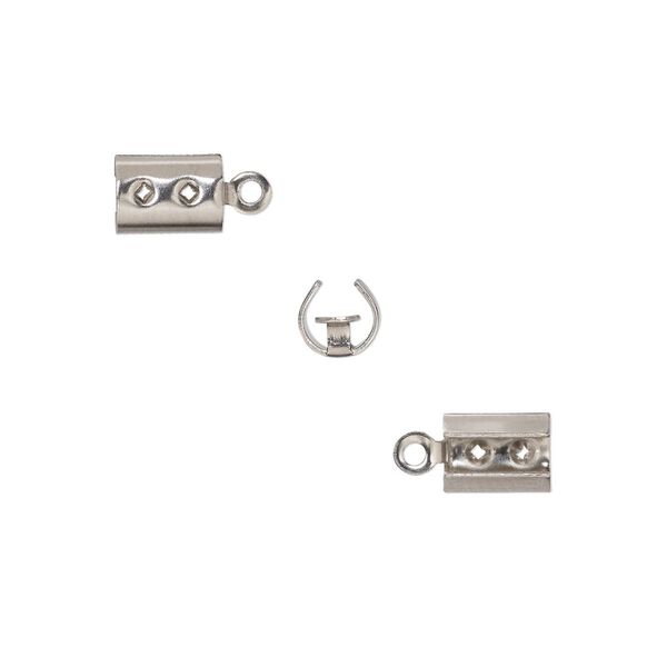 Cord end, fold-over, stainless steel, 7.5x5mm round, 4.5mm inside diameter. Sold per pkg of 20. image number 0