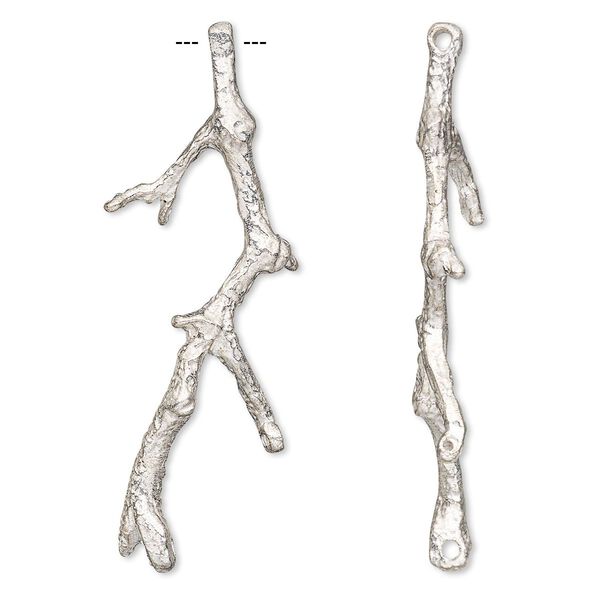 Focal, silver-plated brass, 51x18mm branch, 3 loops. Sold individually. image number 0