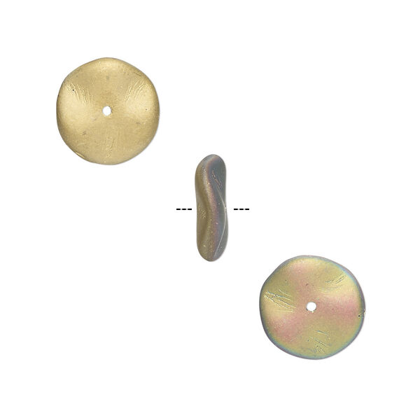 Bead, Preciosa Ripple™, Czech pressed glass, opaque matte California meadows, 12x3mm ripple. Sold per pkg of 100. image number 0