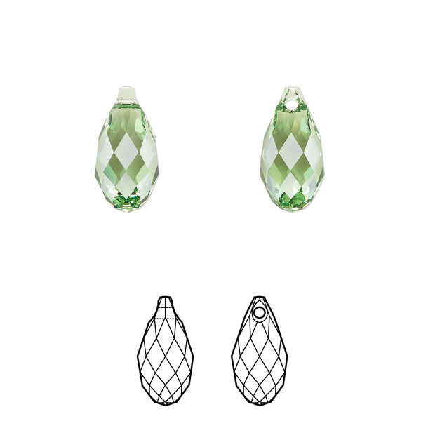 Briolette 144pk peridot, Swarovski® ReCreated™ 13x6.5mm pendant drop 6010 image number 0
