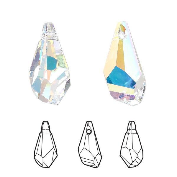 Drop 1pk crystal AB, Crystal Passions® 21x10mm polygon 6015 image number 0