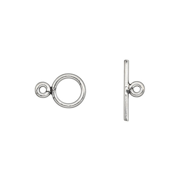 Clasp, toggle, antiqued sterling silver, 8.5mm round. Sold individually. image number 0
