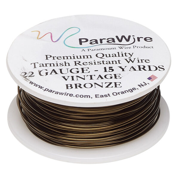 Wire, ParaWire™, vintage bronze-finished copper, round, 22 gauge. Sold per 15-yard spool. image number 0