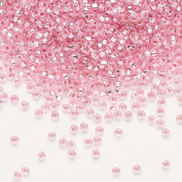 Seed bead, Preciosa Ornela Czech glass, pkg/500g, #11 rocaille, transparent silver-lined light pink, (18273). image number 0