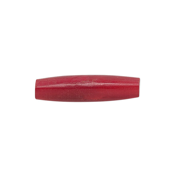 Bead, horn (dyed), red, 25x6mm-25x8mm hand-cut hairpipe, Mohs hardness 2-1/2. Sold per pkg of 40. image number 0