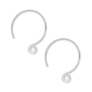 Ear wire French hook 1pkg10 Hill Tribes silver-plated, 21mm / spiral, 22 gauge brass 5 pair