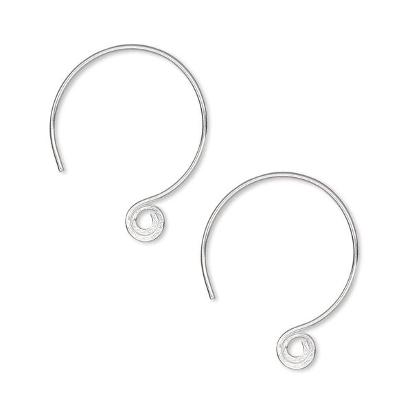Ear wire French hook 1pkg10 Hill Tribes silver-plated, 21mm / spiral, 22 gauge brass 5 pair image number 0