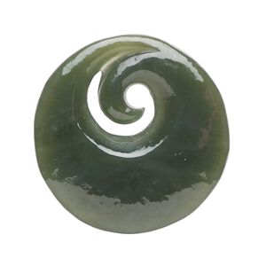 Nephrite jade 1pkg1, hand-cut 2-sided round focal natural 32mm