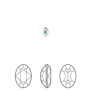 Fancy stone 6pk crystal AB foil back, Crystal Passions® 4x2.7mm oval 4120